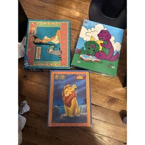 Vintage 90's Puzzles Barney Lion King Pocahontas Complete
